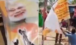VIDEO: मिर्जापुर में रैली के बाद मोदी-योगी के पोस्टर फाड़ने की मची होड़, जम कर फाडे पोस्टर, देखिये वीडियो