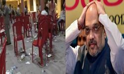 VIDEO: वाराणसी में अमित शाह के कार्यक्रम खाने पर मची लूट, लंच पैकेट के लिए IT सेल के कार्यकर्ताओं ने तोड़ दी कुर्सियां!