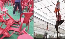 कैराना उप चुनावः योगी की जनसभा में समर्थक उखाड़ ले गए झंडे तोड़ डाली कुर्सियां, जानिए फिर क्या हुआ