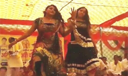 योगी के मंत्री ओमप्रकाश राजभर ने बार-बालाओं के ठुमके का लिया मज़ा