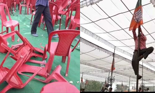 कैराना उप चुनावः योगी की जनसभा में समर्थक उखाड़ ले गए झंडे तोड़ डाली कुर्सियां, जानिए फिर क्या हुआ