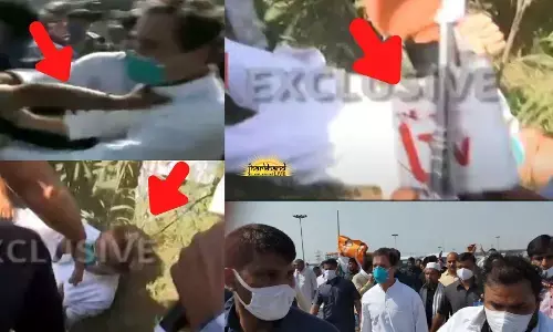 हाथरस गैंग रेप : पैदल जा रहे राहुल गांधी के साथ योगी की पुलिस ने की धक्कामुक्की, जमीन पर गिरे कांग्रेस के पूर्व अध्यक्ष