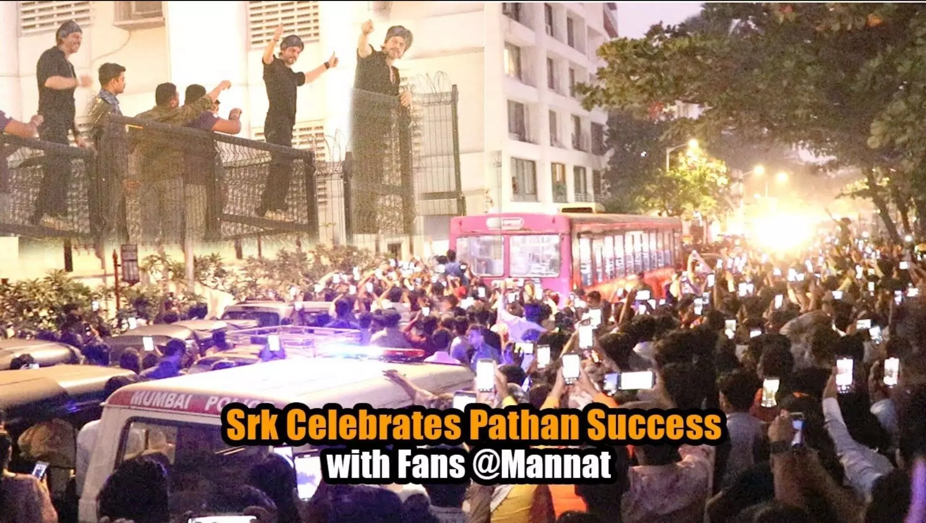 शाहरुख खान पठान की अपार सफलता के बाद मन्नत के बाहर  प्रशंसकों को दिया दर्शन, देखें वीडियो
